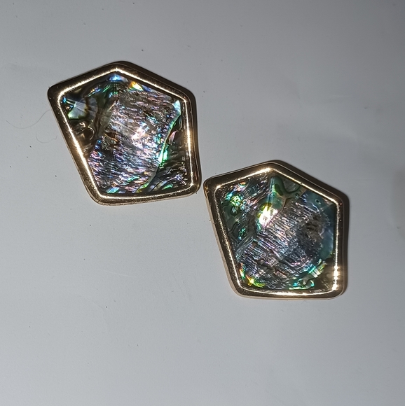 Robert Lee Morris Soho Abalone Stone clip on earrings - Picture 1 of 4